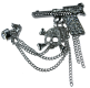 (image for) Skull&Pistol Big Stone Lapel Pin Broach