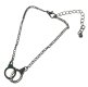 (image for) Silver handcuff charm bracelet, unisex, free size, nickel material, with adjuster
