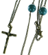 (image for) Three Rosary Cross Ball Turquoise Necklaces Pendant Antique