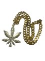 (image for) Marijuana Necklace Gold 50cm Cannabis Ganja Hip Hop HipHop Kihei Rapper Miami Chain Mens