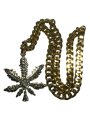 (image for) Marijuana Necklace Gold 60cm Gold Cannabis Ganja Hip Hop HipHop Kihei Rapper Miami Chain