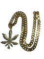 (image for) Marijuana Necklace Gold 70cm Gold Cannabis Ganja Hip Hop HipHop Kihei Rapper Miami Chain