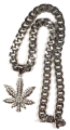 (image for) Marijuana Necklace Silver 60cm Cannabis Ganja Hip Hop HipHop Kihei Rapper Miami Chain