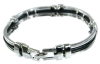 (image for) Leather metal blacelet (black)