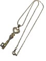(image for) Heart Key Gold Necklace - A key of love with sparkling crystals and aurora stones