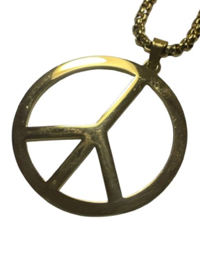 (image for) [Stunning!] Gold Peace Sign Necklace, Unisex, Perfect for Street Fashion