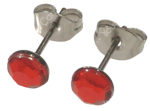 (image for) Set of 2 Rhinestone Stud Earrings Red for both ears Stainless Steel Acrylic Simple Can be left on Cheap