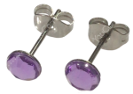 (image for) Set of 2 Rhinestone Stud Earrings, Light Purple, For Both Ears, Stainless Steel, Acrylic, Simple, Can Be Left On, Cheap