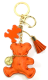 (image for) Key ring of the bear with leather, the elasticity brown