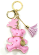 (image for) Key ring of the bear with leather, the elasticity pink