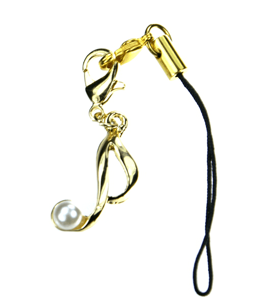 Fresh Water Pearl 8 note Mobile Strap Gold