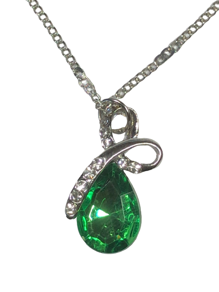 Large Crystal Rhinestone Brilliant Cut CZ Diamond Pendant Necklace Green