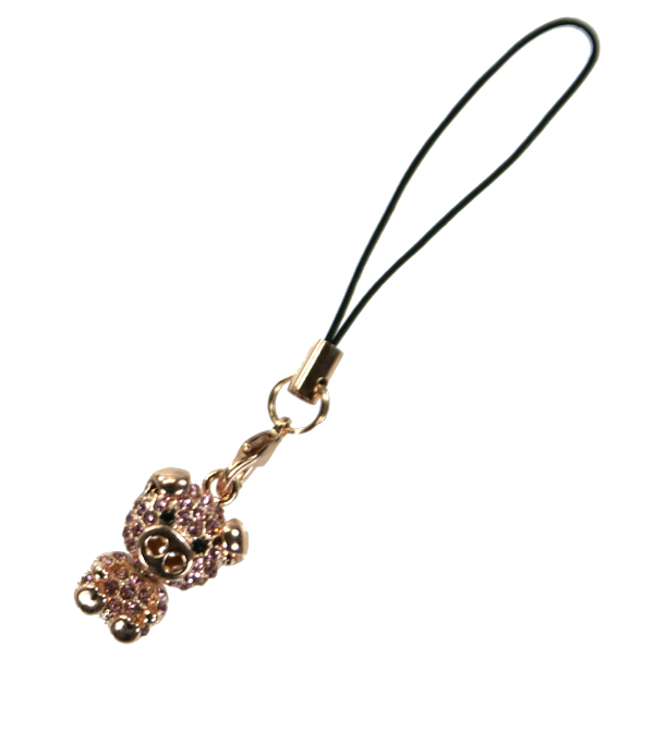 Mobile strap Crystal Child pig pink gold - Click Image to Close