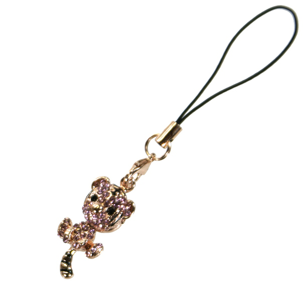 Mobile strap Crystal child tiger pink gold - Click Image to Close
