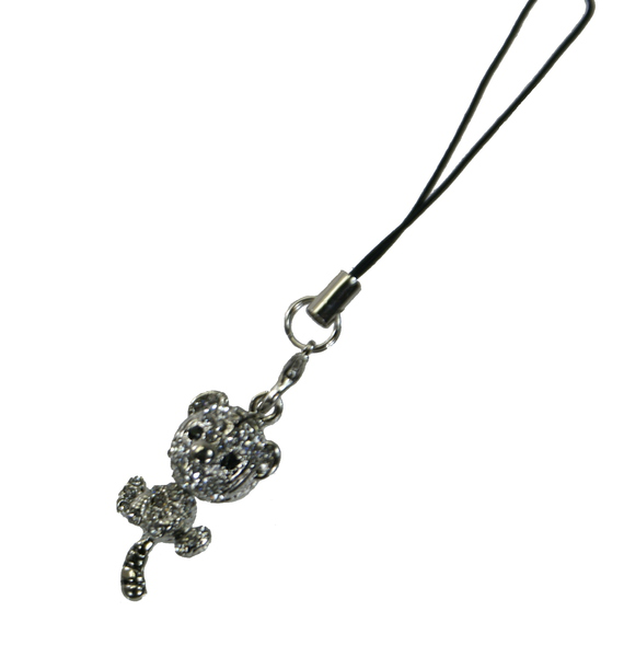 Mobile strap Crystal child tiger silver - Click Image to Close