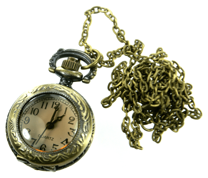 ガラスカバー付き 小型懐中時計 ネックレス アンティークゴールド