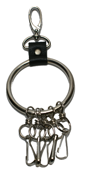 Mens Keyring Keychain Real leather Big ring Silver 40 50 years old Cool