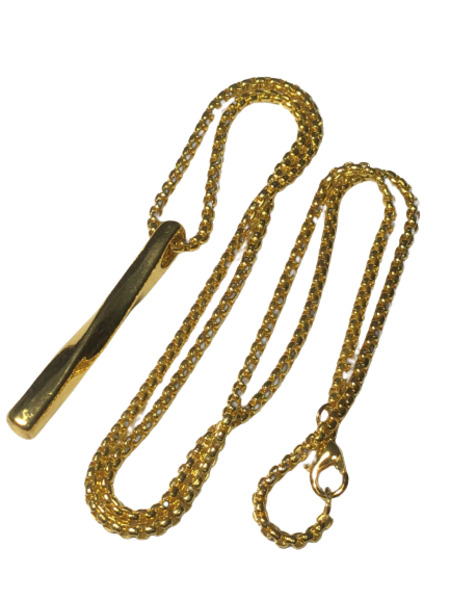 18K Bar Stick Ingot Inspired Simple Necklace Gold Screw Chain Men's Women's