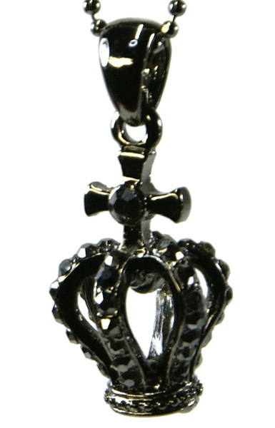 Rhine Stone Crown Necklace Black - Click Image to Close