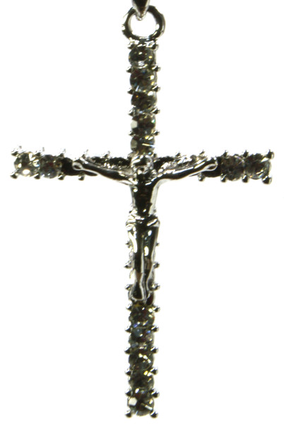 Christ CZ Diamond Rhinestone Rosary Cross Necklace Pendant Accessory Jewelry Men's Cross Visual Kei Religion Cheap Crystal 40's