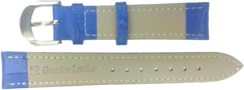 Ounier社製 牛革時計バンド ブルー 18mm