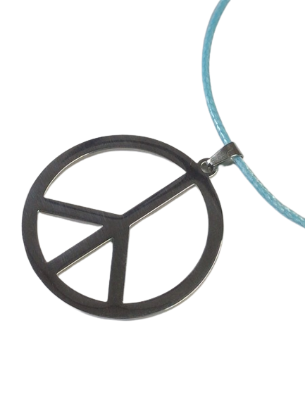 Peace Mark Necklace Chain Water Blue Top Silver Stainless Men's Women's Pendant Accessory