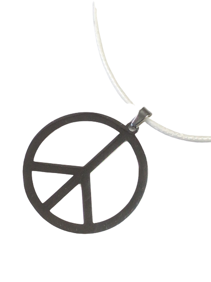 Peace Mark Necklace Chain White Top Silver Stainless Men's Women's Pendant Accessory