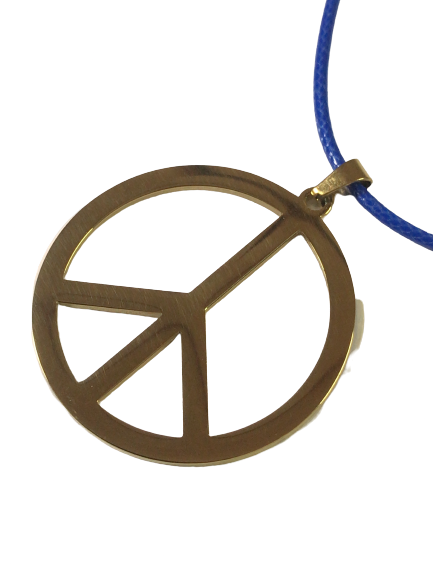Peace Mark Necklace Chain Blue Top Gold Stainless Men's Women's Pendant Accessory