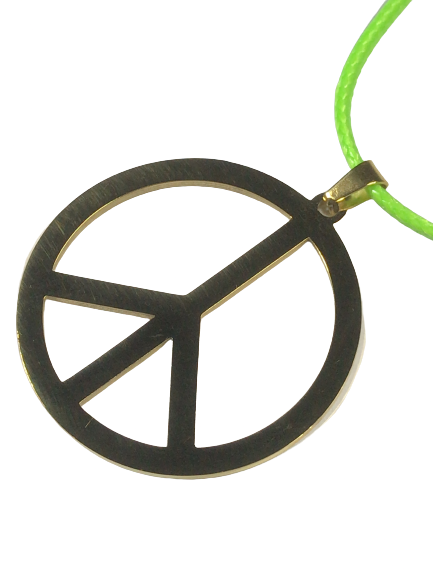 Peace Mark Necklace Chain Green Top Gold Stainless Men's Women's Pendant Accessory