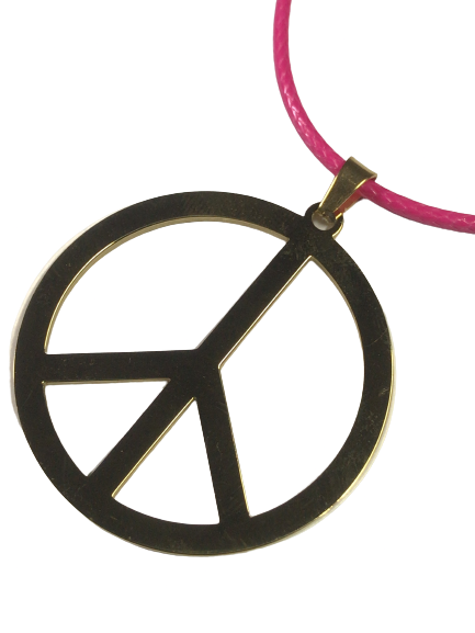 Peace Mark Necklace Chain Pink Top Gold Stainless Men's Women's Pendant Accessory