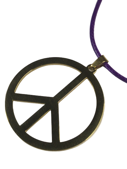 Peace Mark Necklace Chain Purple Top Gold Stainless Men's Women's Pendant Accessory