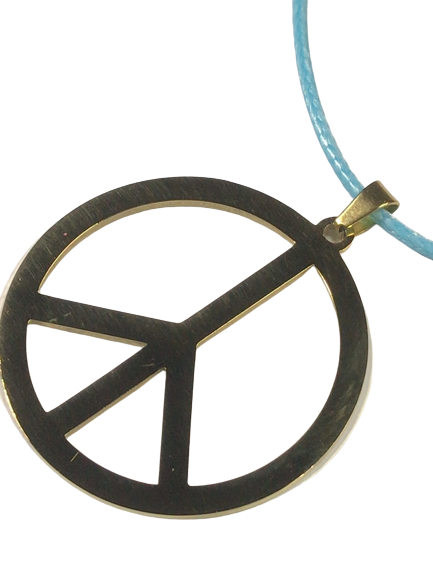 Peace Mark Necklace Chain Water Blue Top Gold Stainless Men's Women's Pendant Accessory