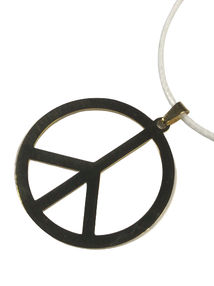 Peace Mark Necklace Chain White Top Gold Stainless Men's Women's Pendant Accessory