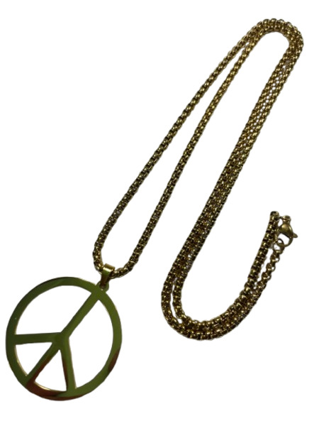(image for) [Stunning!] Gold Peace Sign Necklace, Unisex, Perfect for Street Fashion