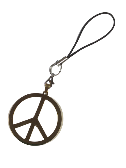 Peace Mark Motif Gold Stainless Steel Mobile Phone Strap Smartphone Cover Android iPhone Men's Women's Unisex Jewelry Accessory