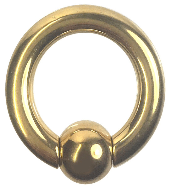 Stainless body pierced earring 6G 14mm Spring Ball 8mm Gold