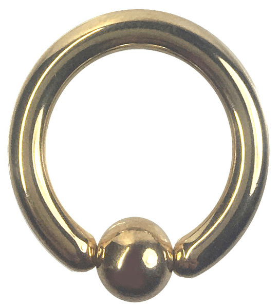 Stainless body pierced earring 8G 14mm Ball 6mm Gold