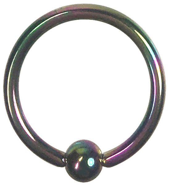 Stainless body pierced earring 16G 10mm Ball 3mm Rainbow