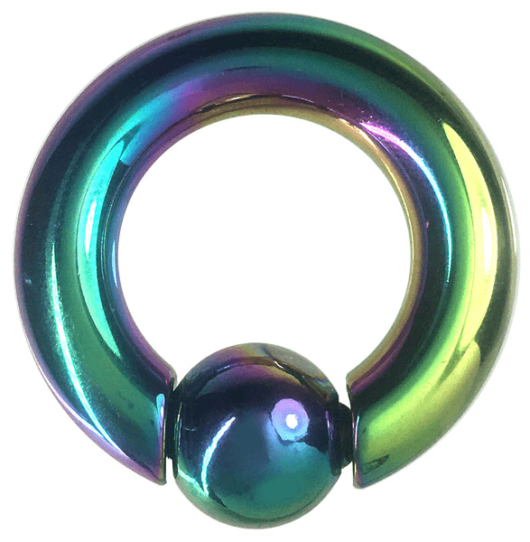 Stainless body pierced earring 2G 16mm Spring ball 10mm Rainbow