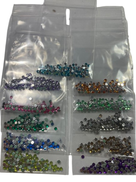 (image for) Rhinestones, 11-color set, 3mm width, 100 pieces per color, decorative material for nails and handmade crafts
