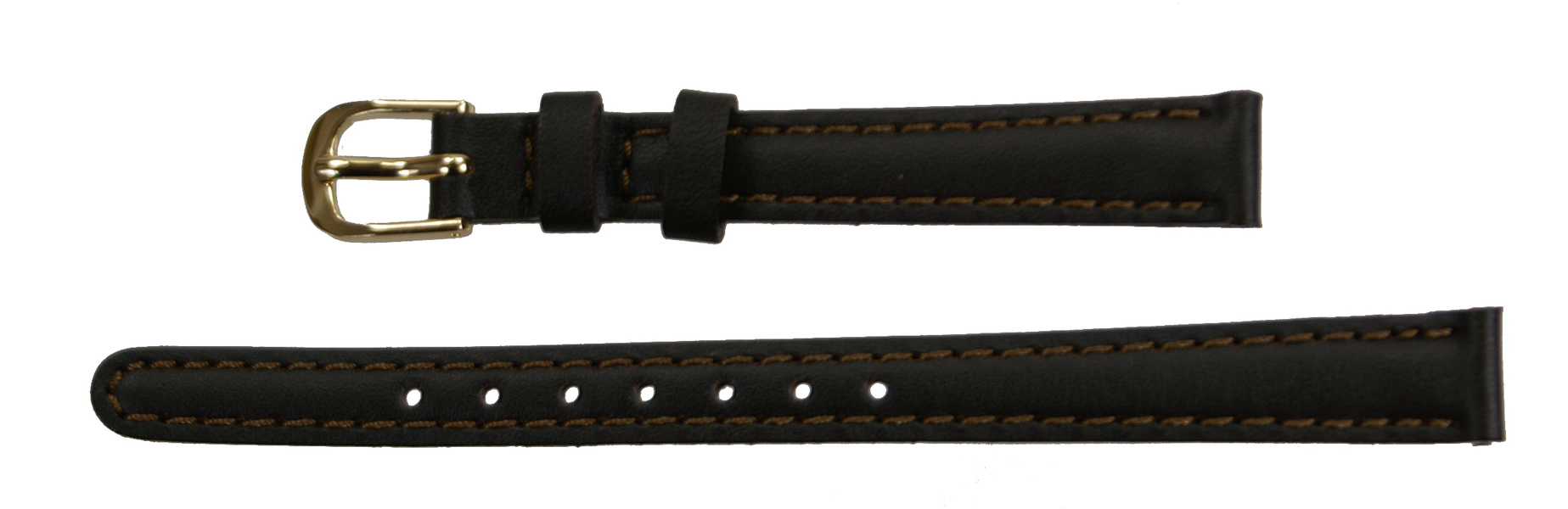 TURTLE-UNION Fetal calf leather watch band dark brown 10mm