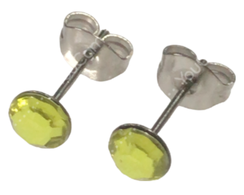 Set of 2 Rhinestone Stud Earrings Yellow for both ears Stainless Steel Acrylic Simple Leave on OK Cheap - Click Image to Close